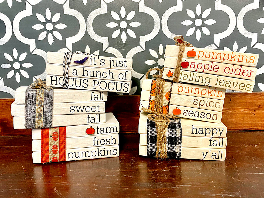 Fall Blocks Faux Book Stack