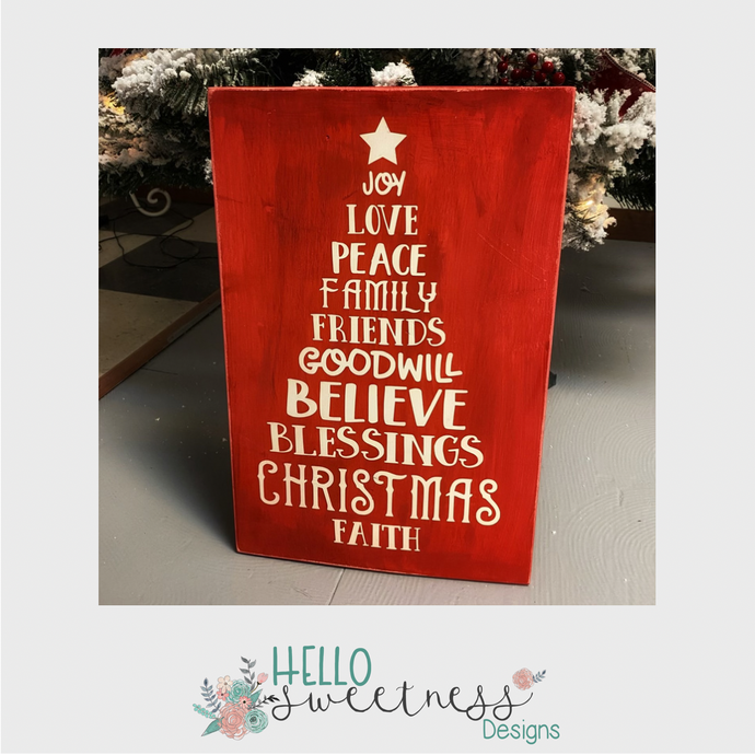 “Joy, love, peace” Christmas sign