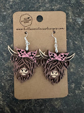 Highland Cow Earrings hearts bandana