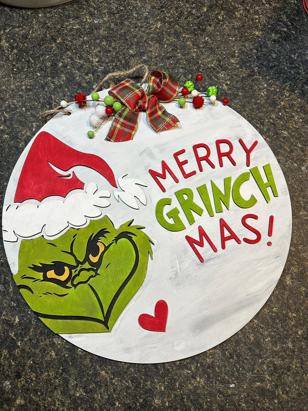 Grinch Round Door Hanger